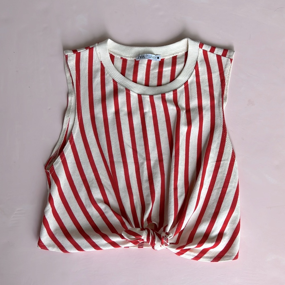 Zara Crop Tie Front Tank